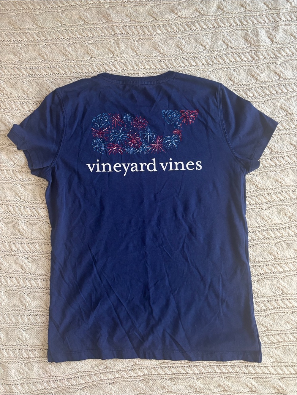 Vineyard Vines Navy Short-Sleeve Tee with Firework Graphic